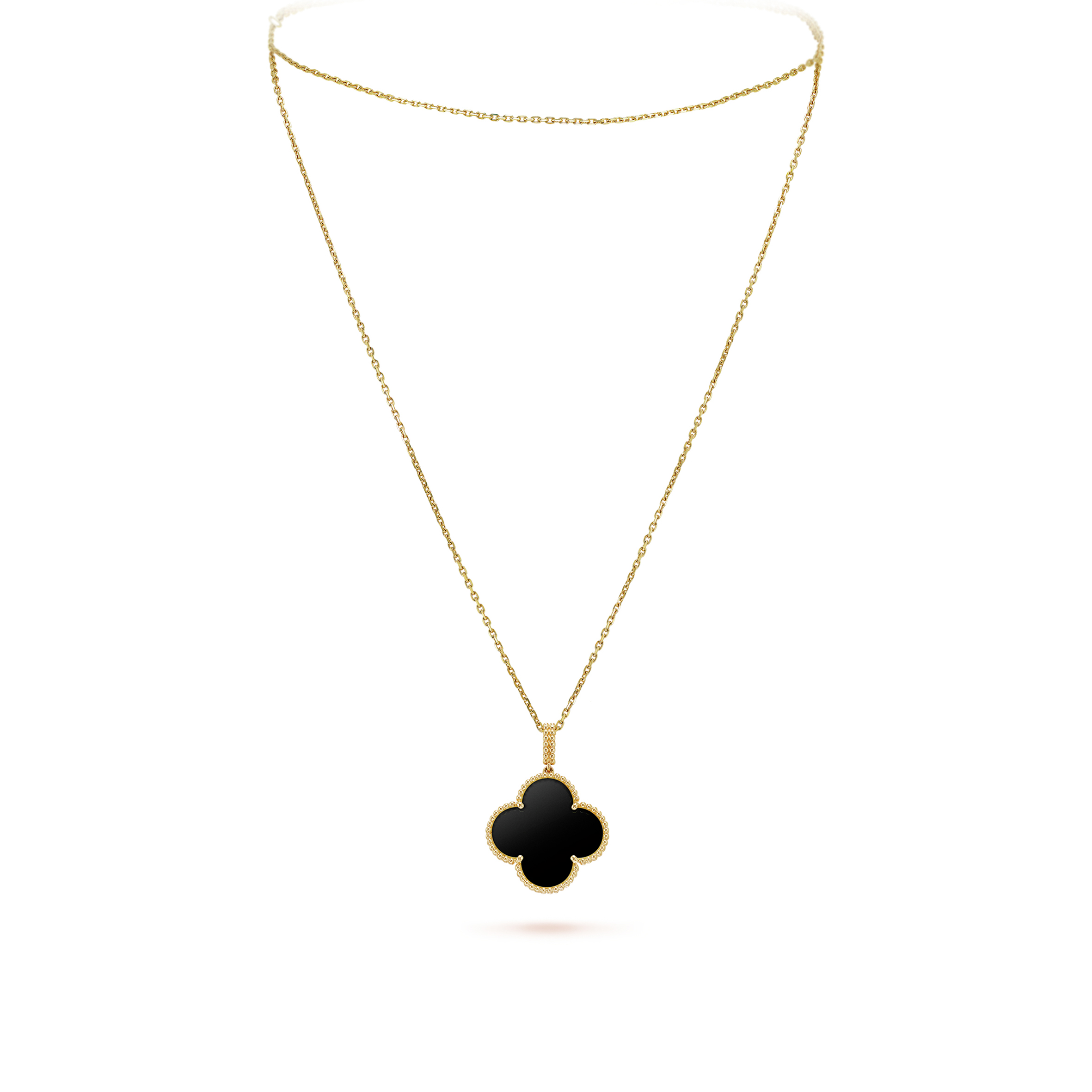 VAN CLEEF ARPELS MAGIC ALHAMBRA LONG NECKLACE, 1 MOTIF - YELLOW GOLD, ONYX  VCARO49M00